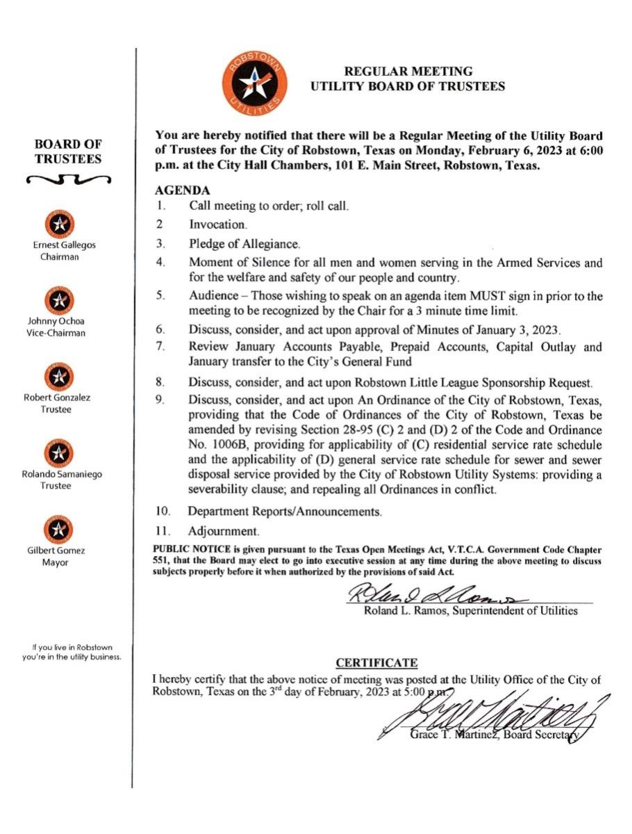 Board Members Robstown Utility Systems