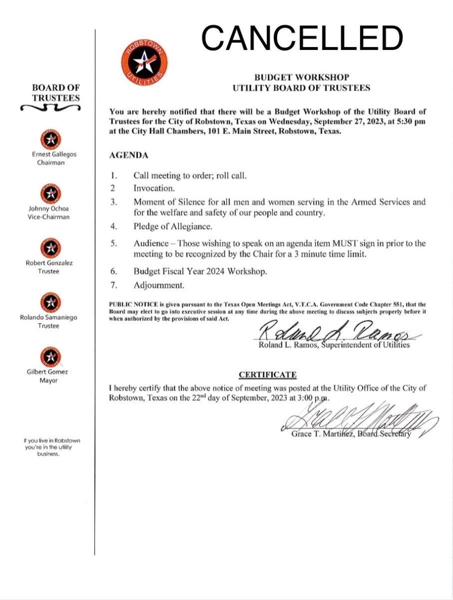 Board Members Robstown Utility Systems