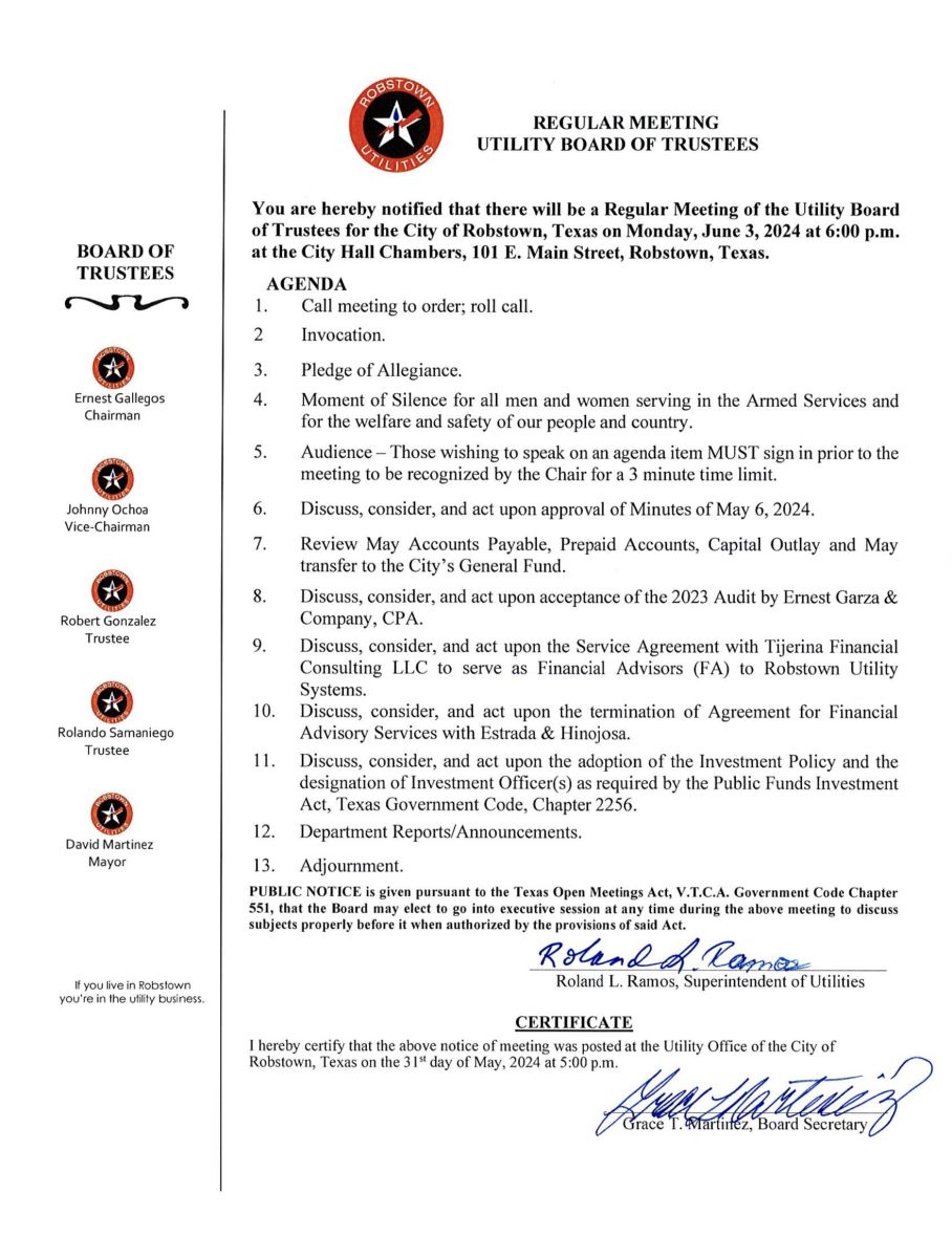 Board Members Robstown Utility Systems